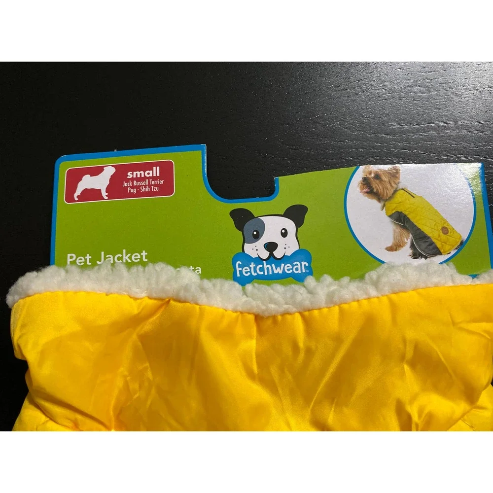 SOLD Fetchwear Yellow Pet Quilted Sherpa Lined Jacket Coat NEW - Picture 7 of 8